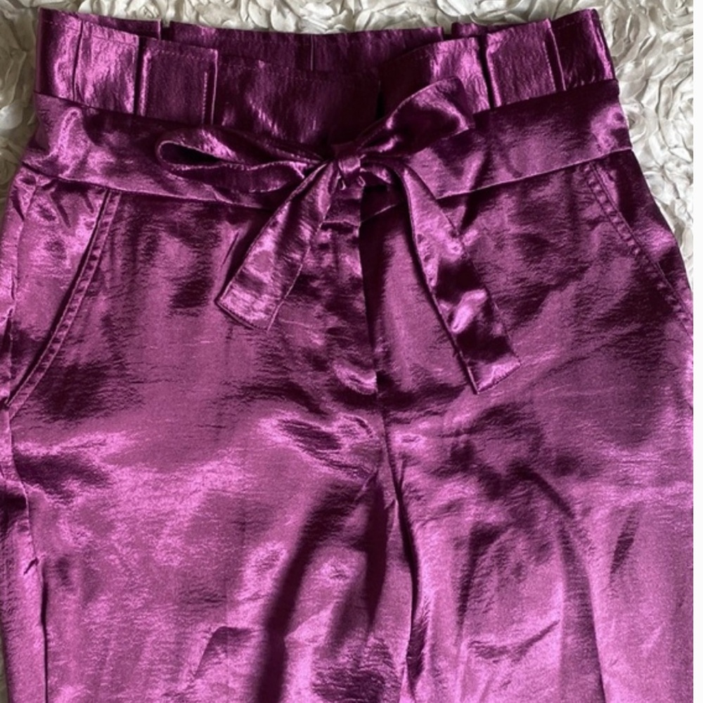 New York & Company Fuchsia Satin Ankle Pants - Picture 2 of 3